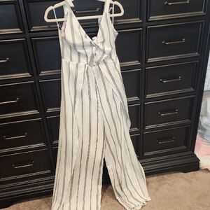 Hommage Striped White Jumpsuit -Size Large